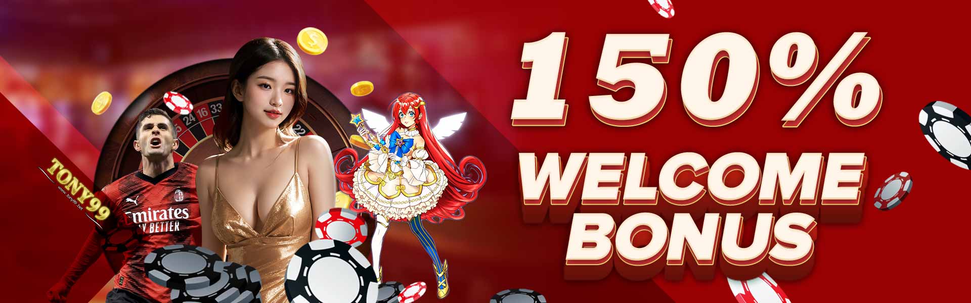 Sign-up page for creating a member account, got 150% welcome bonus